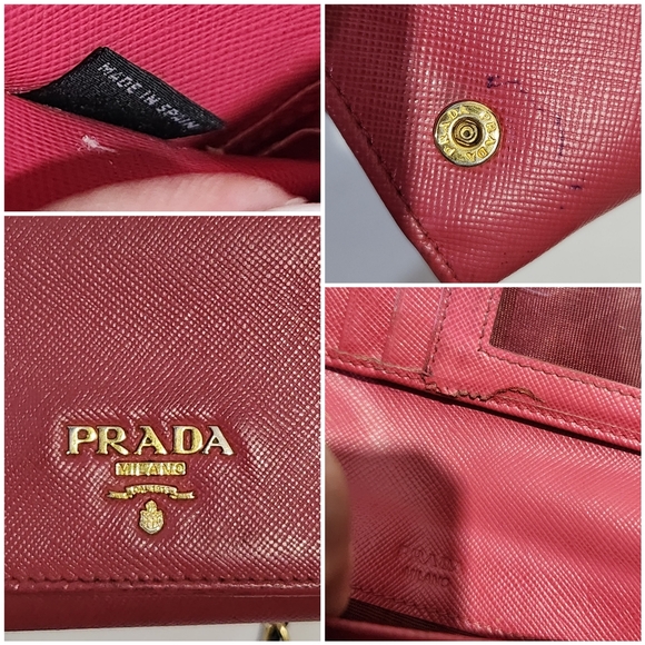 Prada Authentic saffiano leather pink red long wallet - Picture 3 of 15